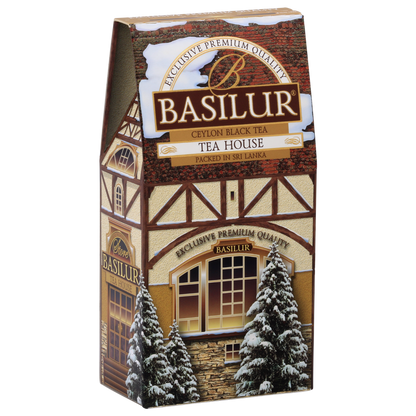 Tylna strona opakowania Basilur Tea House z informacjami o produkcie.