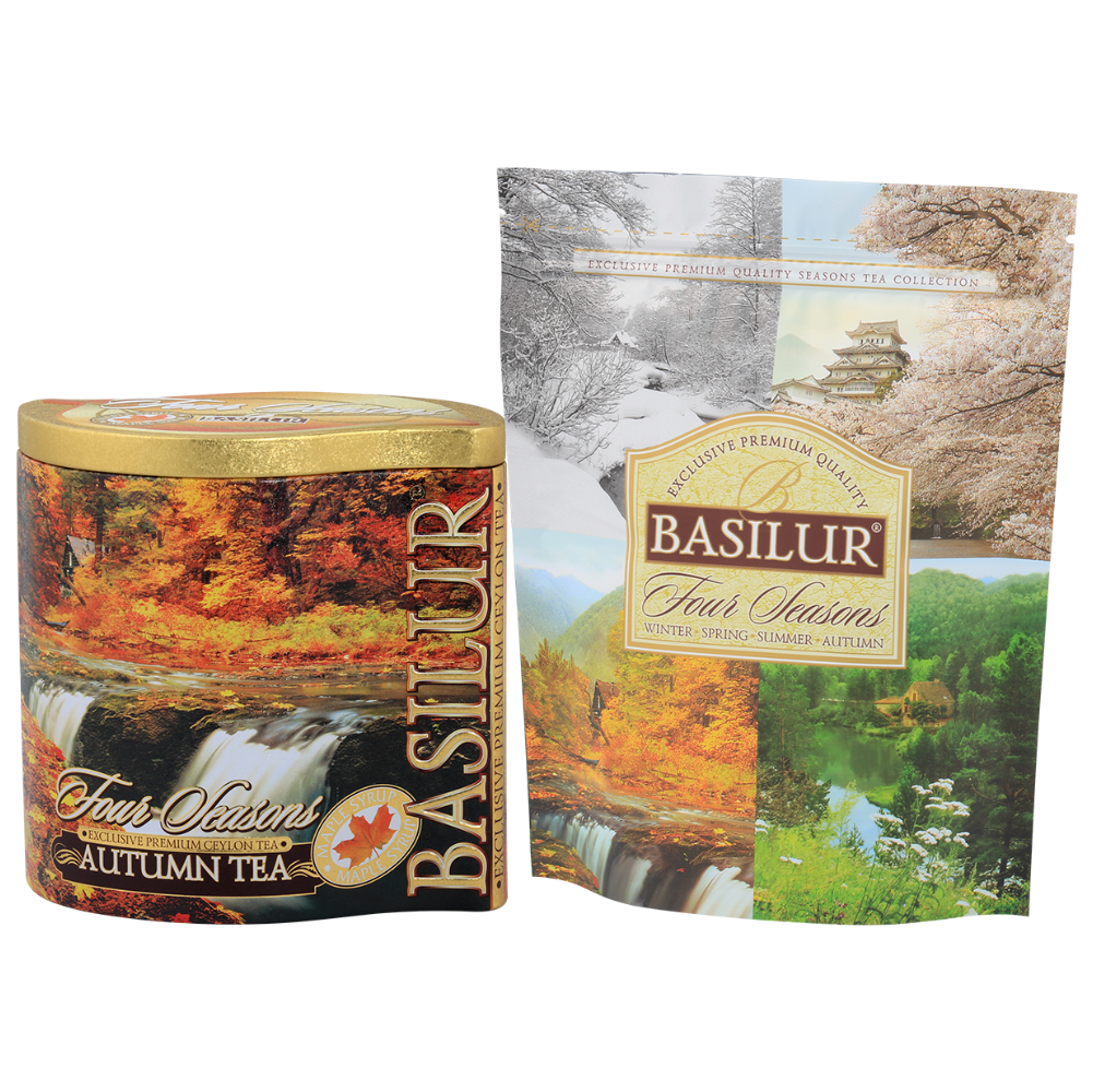 Herbata Basilur Autumn Tea w ozdobnej jesiennej puszce z kolekcji Four Seasons
