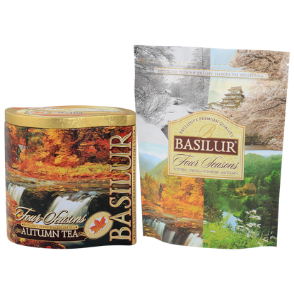 Herbata Basilur Autumn Tea w ozdobnej jesiennej puszce z kolekcji Four Seasons