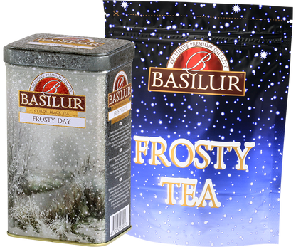 Zestaw Basilur Frosty Day – puszka i opakowanie uzupełniające