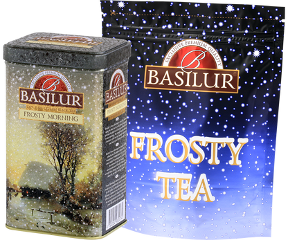 Zestaw Basilur Frosty Morning – puszka i opakowanie uzupełniające