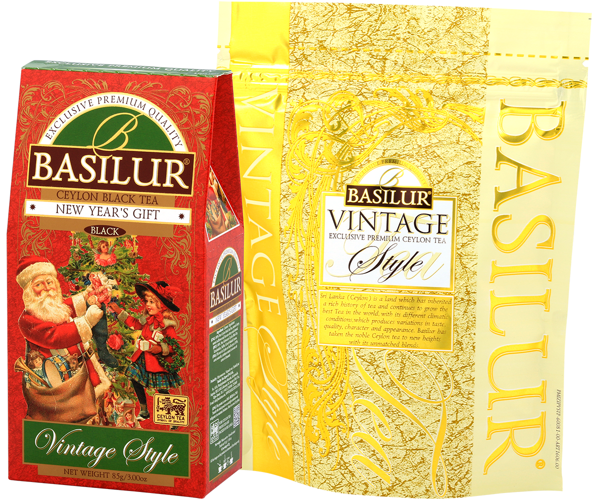 Opakowanie herbaty Basilur New Year’s Gift z kolekcji Vintage Style świąteczna czarna herbata cejlońska