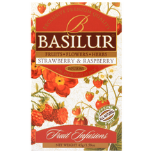 Herbata Basilur Strawberry & Raspberry – owocowa kompozycja z maliną i truskawką.