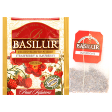 Koperta z torebką herbaty basilur strawberry & raspberry.