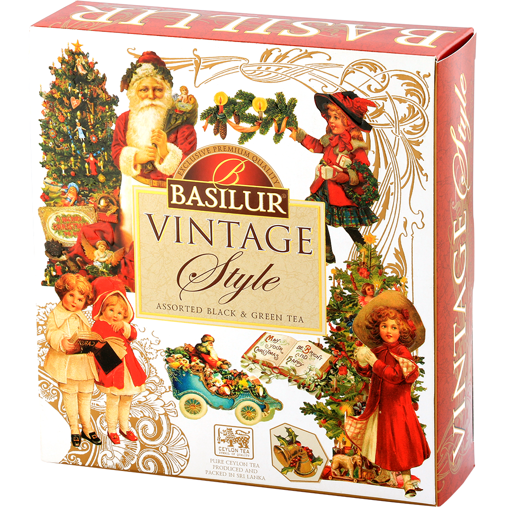 Zestaw herbat Basilur Vintage Style w ozdobnym świątecznym pudełku z motywem retro