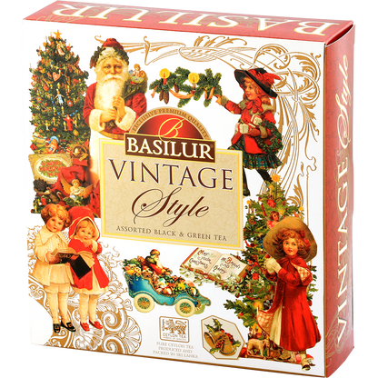 Zestaw herbat Basilur Vintage Style w ozdobnym świątecznym pudełku z motywem retro