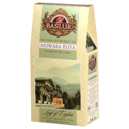 Zdjęcie boczne opakowania Basilur Nuwara Eliya regionalna herbata cejlońska