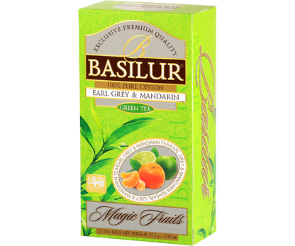Herbata Basilur Earl Grey & Mandarin – zielona herbata z mandarynką i nutą Earl Grey.