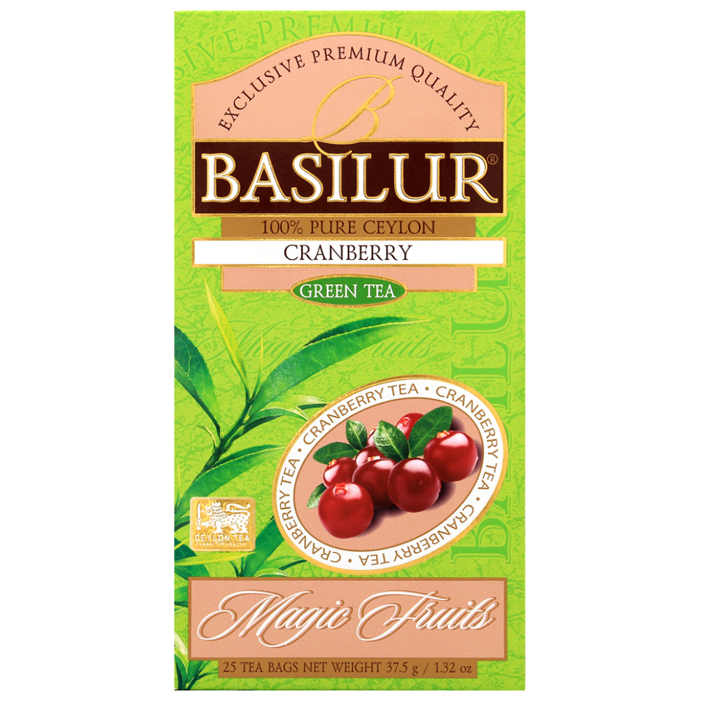Herbata Basilur Cranberry – orzeźwiająca zielona herbata z nutą żurawiny.