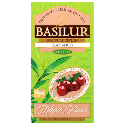 Herbata Basilur Cranberry – orzeźwiająca zielona herbata z nutą żurawiny.