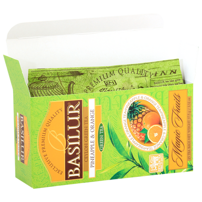 Zielona herbata Basilur Pineapple & Orange Magic Fruits eleganckie opakowanie

