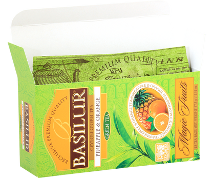 Zielona herbata Basilur Pineapple & Orange Magic Fruits eleganckie opakowanie
