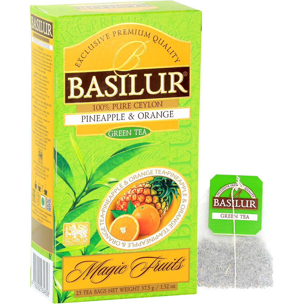 Torebka zielonej herbaty Basilur Pineapple & Orange Magic Fruits