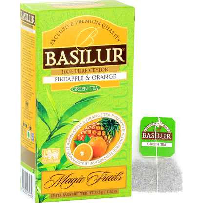 Torebka zielonej herbaty Basilur Pineapple & Orange Magic Fruits