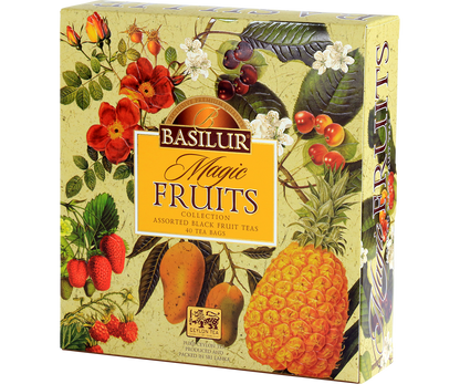 Opakowanie Basilur Magic Fruits Collection – elegancki zestaw 40 kopert.