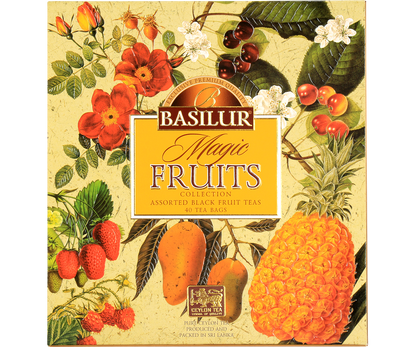 Opakowanie Basilur Magic Fruits Collection – elegancki zestaw 40 kopert.
