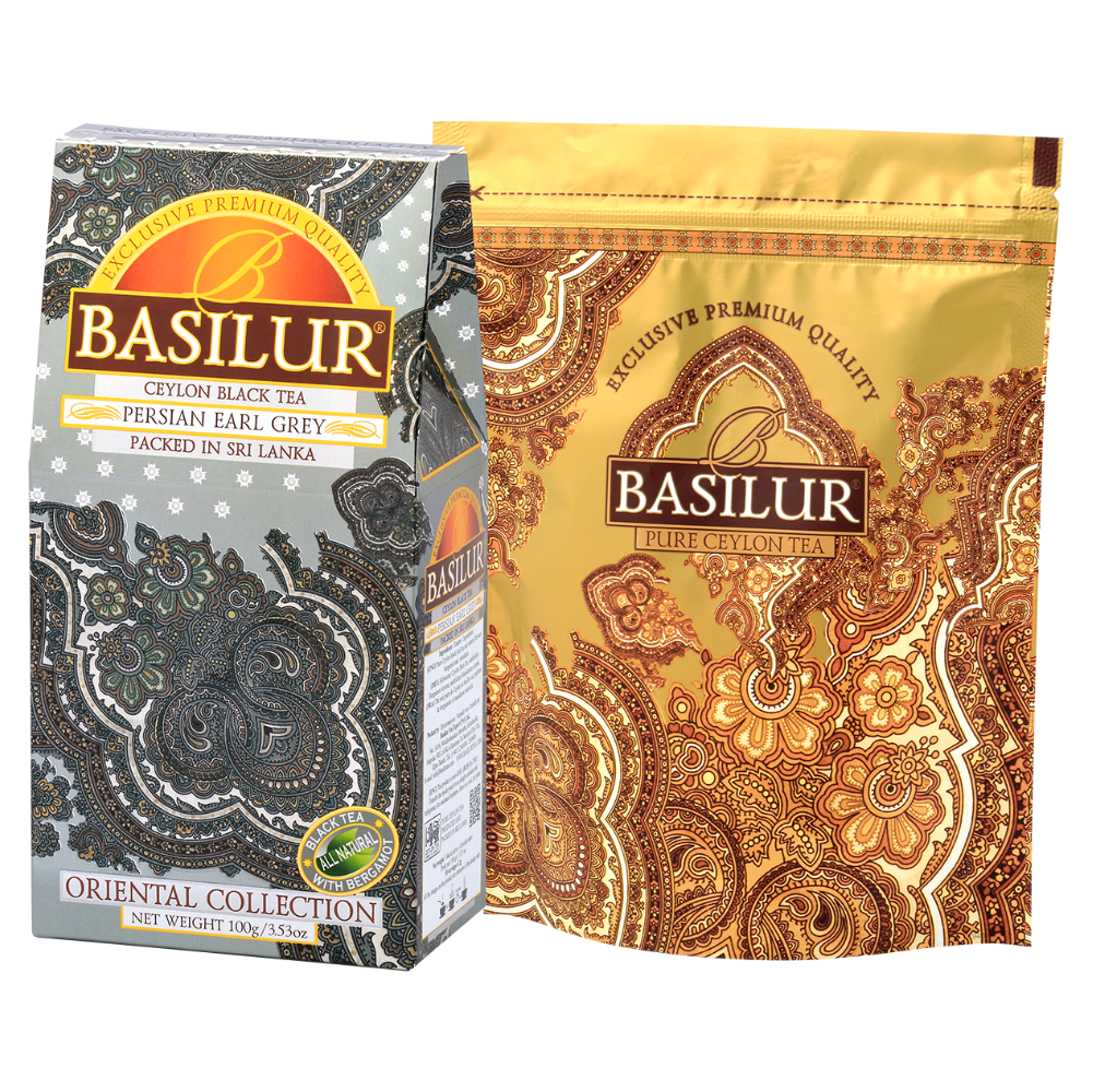 Herbata Basilur Persian Earl Grey liściasta w ozdobnym opakowaniu z kolekcji Oriental Collection