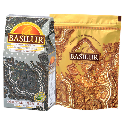 Herbata Basilur Persian Earl Grey liściasta w ozdobnym opakowaniu z kolekcji Oriental Collection