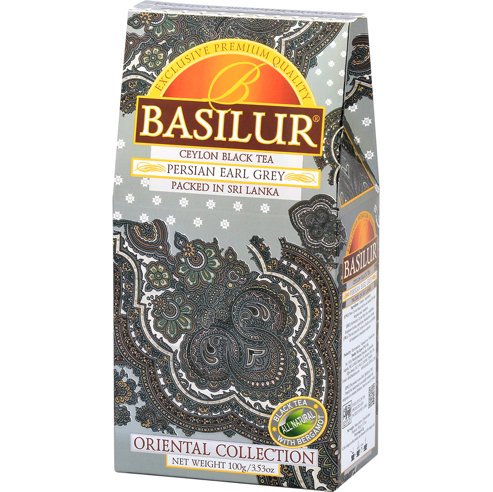 Złote opakowanie refill herbaty Basilur Persian Earl Grey