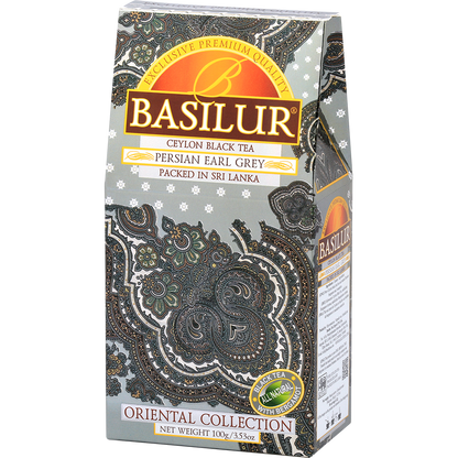 Złote opakowanie refill herbaty Basilur Persian Earl Grey