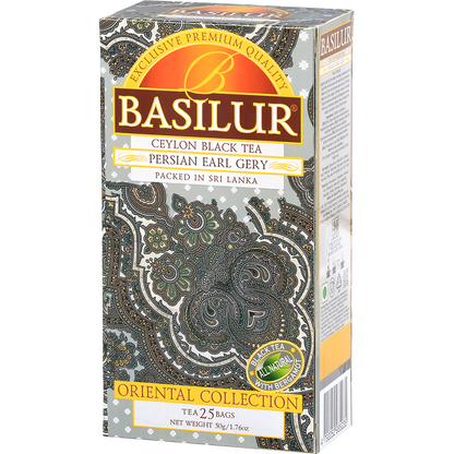 Bok opakowania Basilur Persian Earl Grey z orientalnym wzorem