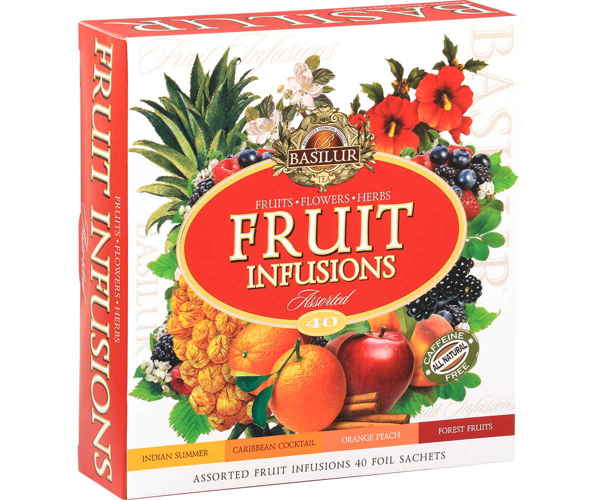Zestaw 40 kopert herbat owocowych Basilur Fruit Infusions w różnych smakach