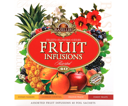Zestaw Basilur Fruit Infusions – asortyment herbat owocowych bez kofeiny w eleganckim pudełku