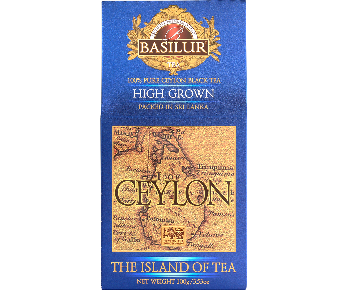 Opakowanie herbaty Basilur High Grown – 100% czarna herbata cejlońska.