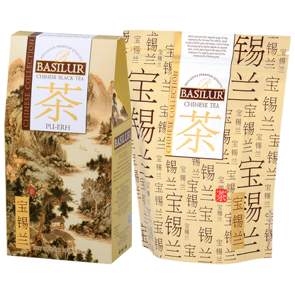 Opakowanie Basilur Chinese Collection Pu-Erh 100 g, ekskluzywna czarna herbata chińska.