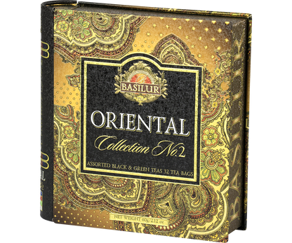 Bok pudełka Basilur Oriental Collection No. 2 – ekskluzywny zestaw czarnych i zielonych herbat.