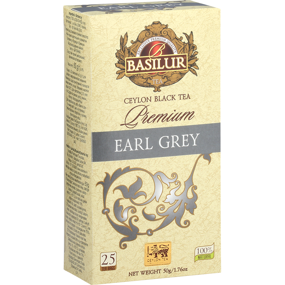 Pudelko Basilur Premium Earl Grey 25 x 2 g czarna herbata Ceylon z bergamotka