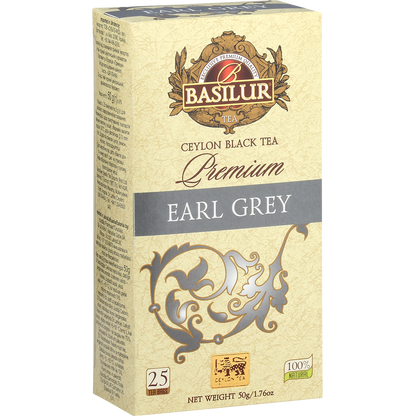 Pudelko Basilur Premium Earl Grey 25 x 2 g czarna herbata Ceylon z bergamotka