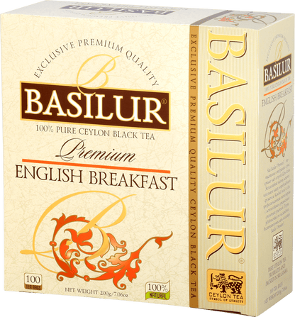 Opakowanie Basilur Premium English Breakfast – 100 kopert czarnej herbaty Ceylon