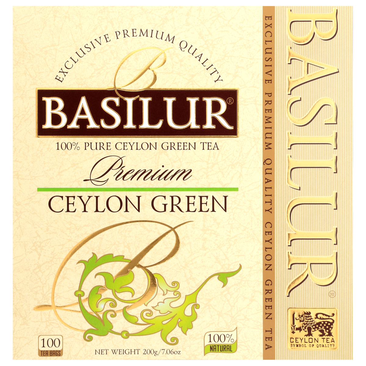 Opakowanie Basilur Premium Ceylon Green – 100 kopert zielonej herbaty Ceylon