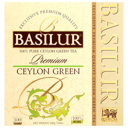 Opakowanie Basilur Premium Ceylon Green – 100 kopert zielonej herbaty Ceylon