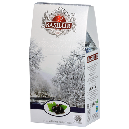 Herbata Basilur Blackcurrant – elegancka czarna herbata cejlońska z aromatem czarnej porzeczki.