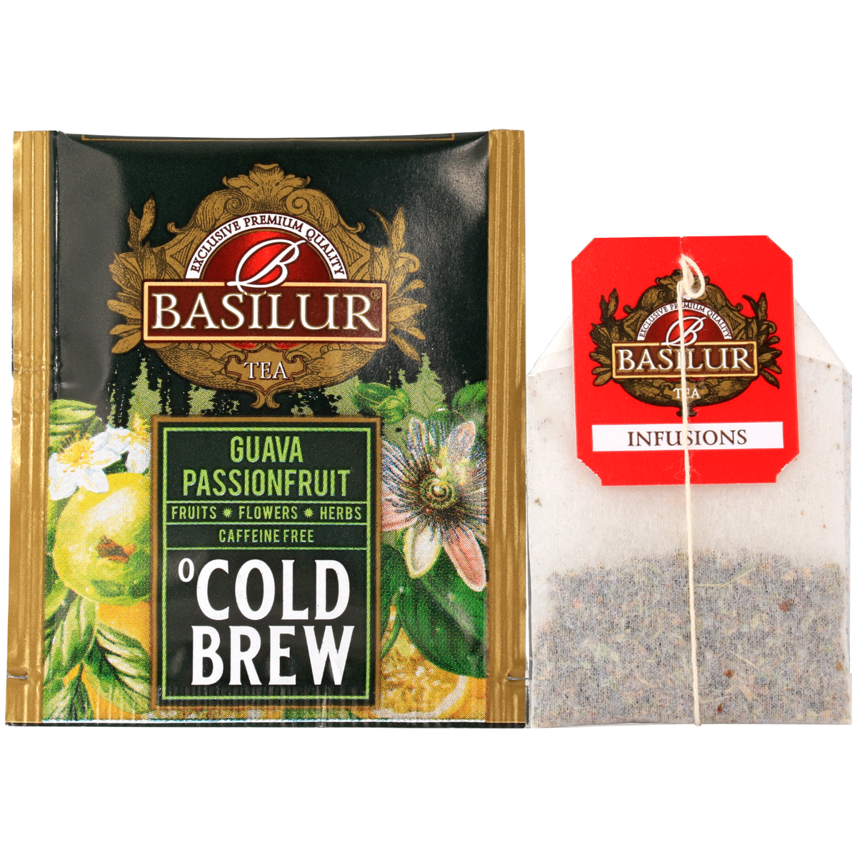 Koperta z torebką herbaty Basilur Guava Passionfruit.