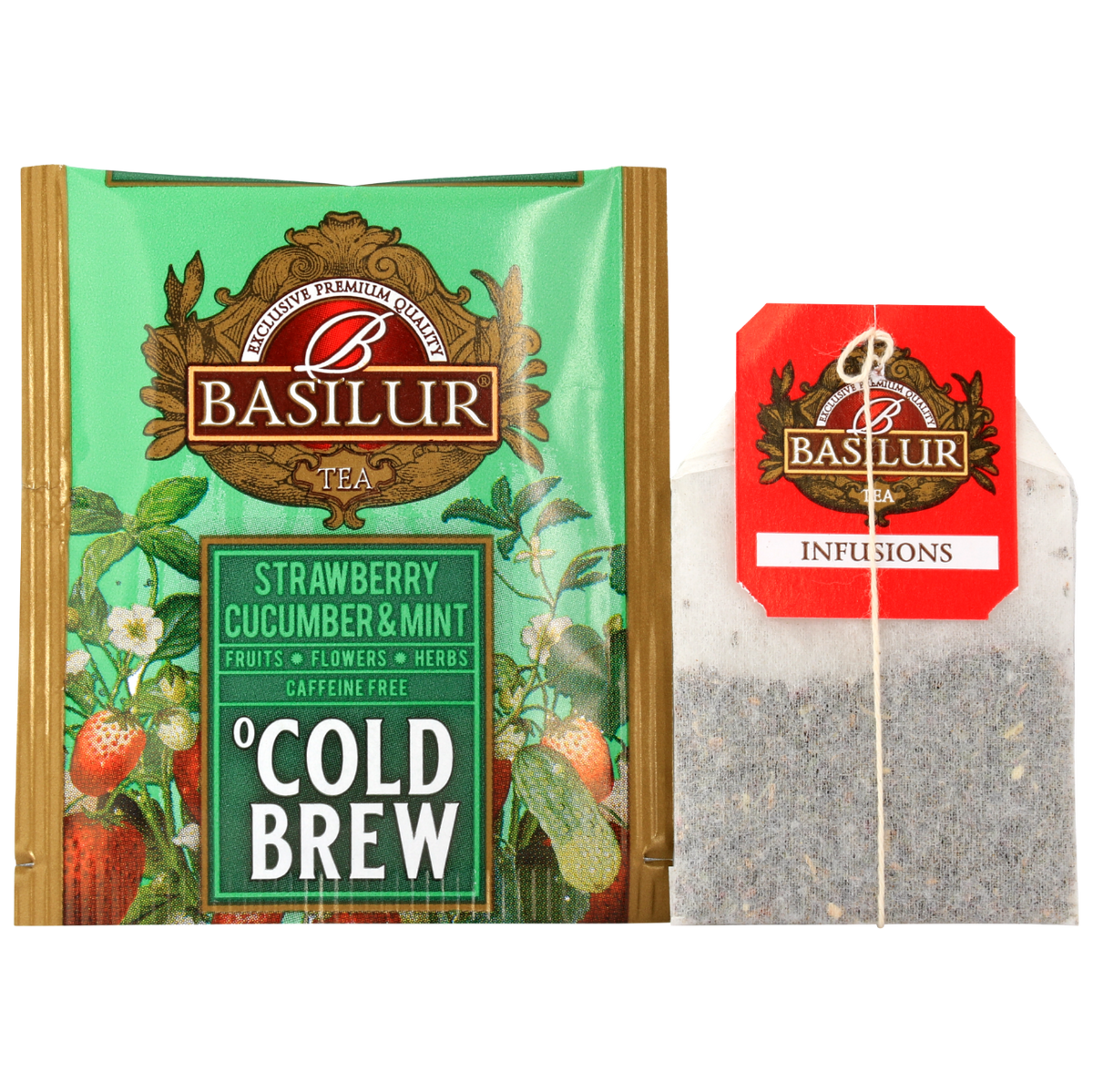 Koperta z torebką herbaty Basilur Strawberry Cucumber & Mint.