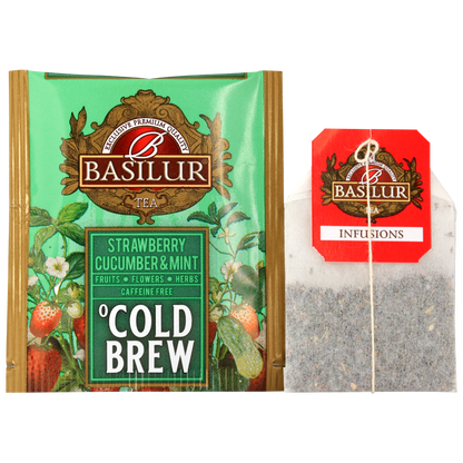 Koperta z torebką herbaty Basilur Strawberry Cucumber & Mint.