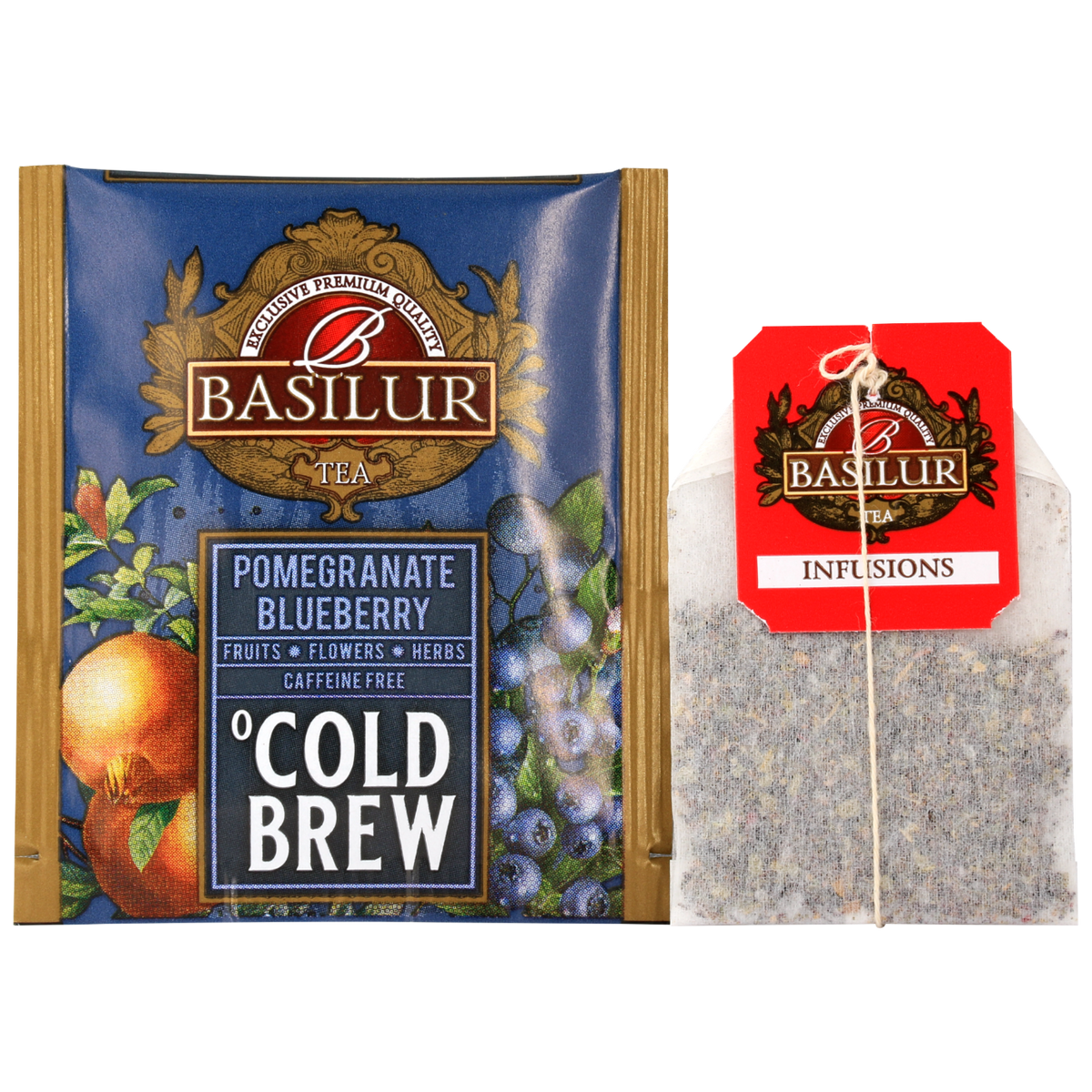 Koperta z torebką  herbaty Basilur Pomegranate Blueberry