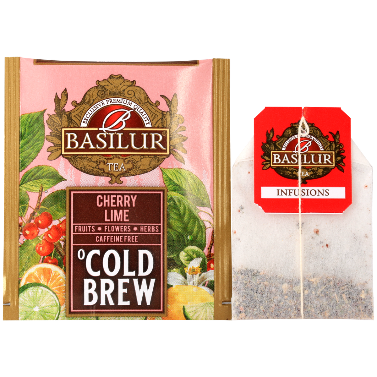 Koperta z torebką herbaty Basilur cherry lime.