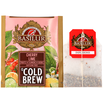 Koperta z torebką herbaty Basilur cherry lime.