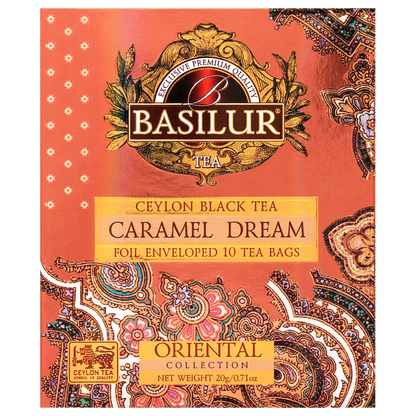 Herbata Basilur Caramel Dream z kolekcji Oriental – eleganckie opakowanie w stylu orientalnym