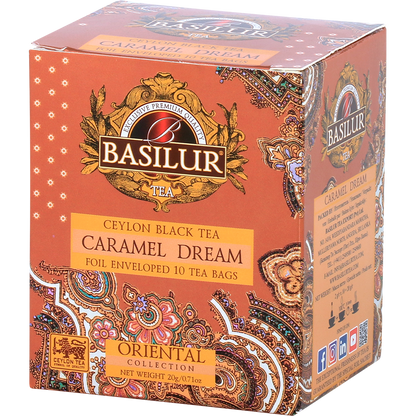 Herbata Basilur Caramel Dream 10 kopert czarnej herbaty cejlońskiej o smaku karmelu