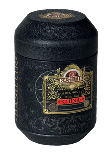 Herbata Basilur Golden Monkey w eleganckiej czarno-złotej puszce – chińska herbata liściasta 50 g.