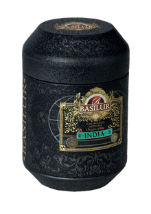 Ekskluzywna czarna herbata Basilur Darjeeling Supreme w ozdobnej czarno-złotej puszce – indyjska herbata liściasta 50 g.