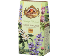 Bok opakowania Basilur Jasmine Dream z informacjami o składzie herbaty i logo Basilur.