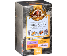 Przód zestawu Basilur Earl Grey Assorted z aromatami Lavender, Orange, Tangerine i Jasmine.
