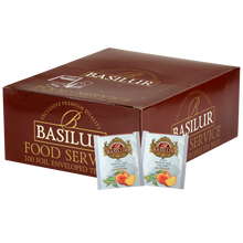 Zestaw Basilur Peach Rose – 100 torebek białej herbaty cejlońskiej o smaku brzoskwini i płatków róży.