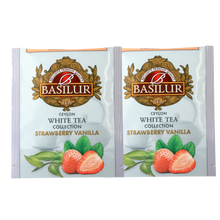 Dwie koperty herbaty białej basilur strawberry & vanilla